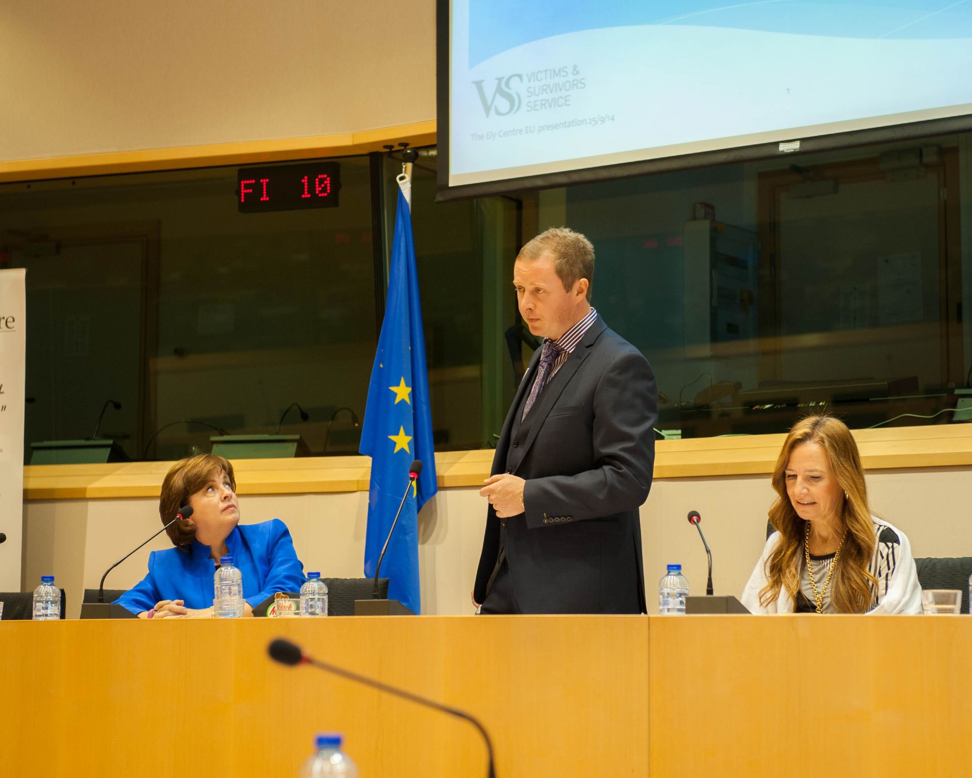 Ely Centre Director-Lee-McDowell-addressing-EU-presenting-on-the-needs-of-victims-of-terrorism